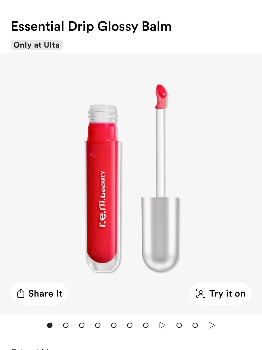 r.e.m. beauty Essential Drip Glossy Balm - Vibrant Pink-Red Shirley NWT